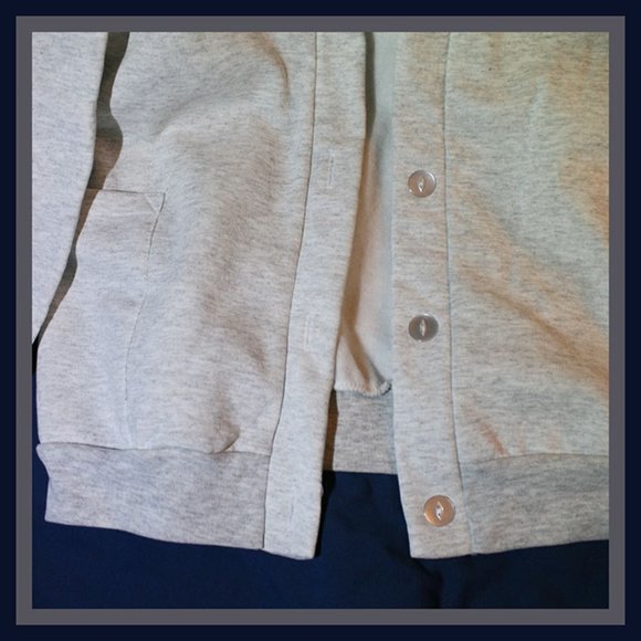 vintage grey 3-button cardigan sweatshirt - NWOT - Picture 2 of 3